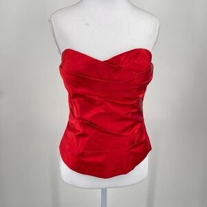 Vintage 80s Vicky Tiel Couture Silk Corset Red Small Runway Archival Glam Small